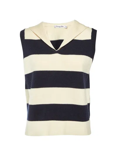 Pre-owned Dior Striped Sleeveless Sweater In Neutral