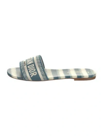 Pre-owned Dior Striped Slides In Blue