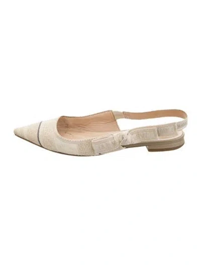 Pre-owned Dior Striped Slingback Flats In Neutrals