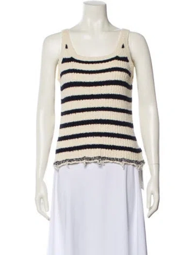 Pre-owned Dior Striped Square Neckline Top In Neutral