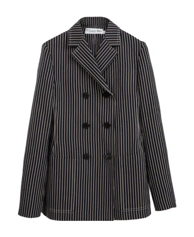Dior Striped Suit Jacket In Black