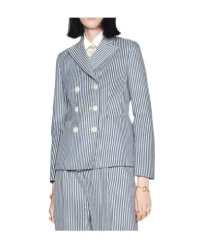 Dior Striped Suit Jacket In Gray