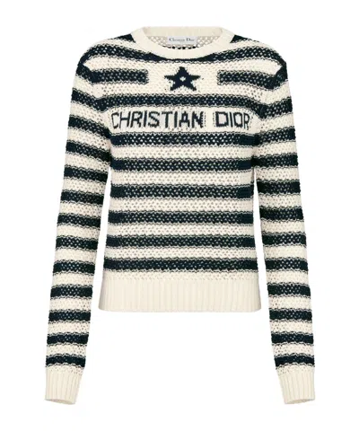 Dior Striped Sweater In White And Blue