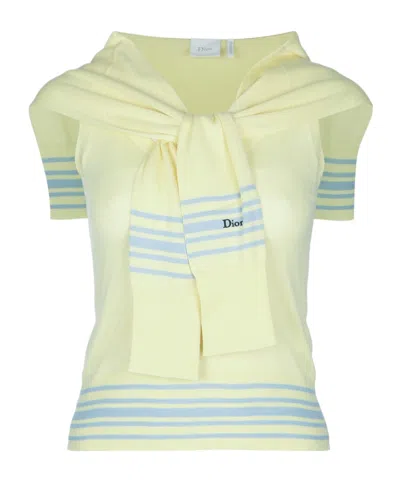Dior Striped Sweater In Yellow