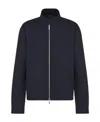 Dior Striped Textured Wool Casual Jacket In Blue