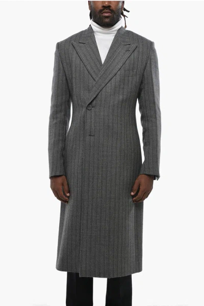 DIOR STRIPED VIRGIN WOOL DOUBLE-BREASTED COAT