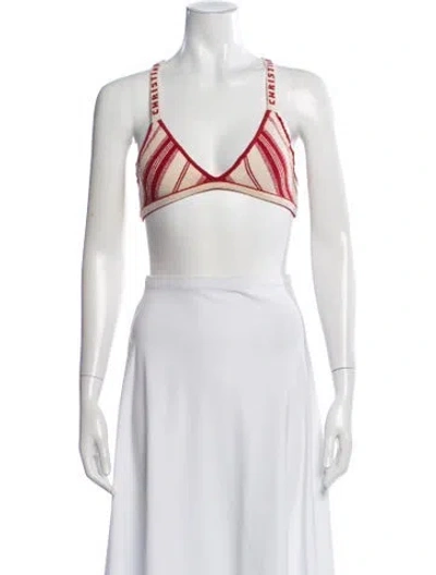 Pre-owned Dior Striped V-neck Sports Bra In Blue