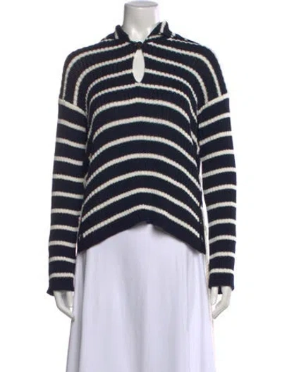 Pre-owned Dior Striped V-neck Sweater In Blue