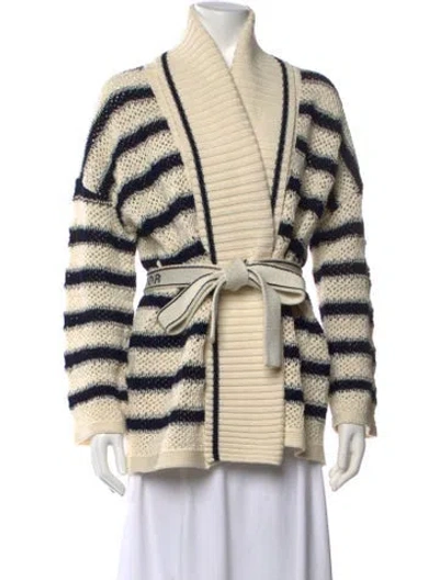 Pre-owned Dior Striped V-neck Sweater In Neutral