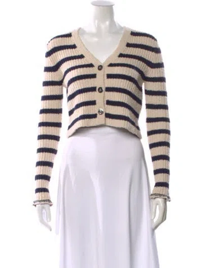 Pre-owned Dior Striped V-neck Sweater In Neutral