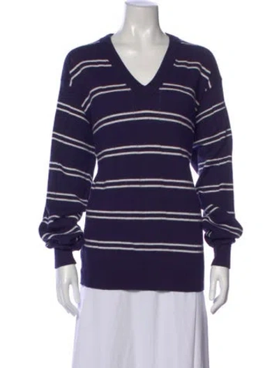Pre-owned Dior Striped V-neck Sweater In Purple
