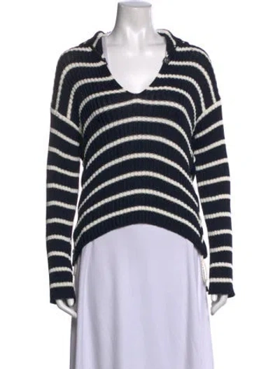 Pre-owned Dior Striped V-neck Sweater W/ Tags In Blue