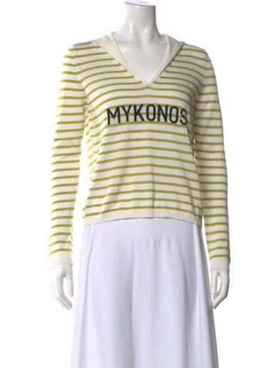 Pre-owned Dior Striped V-neck Sweater W/ Tags In Green