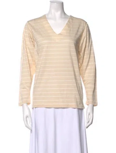 Pre-owned Dior Striped V-neck T-shirt In Neutrals