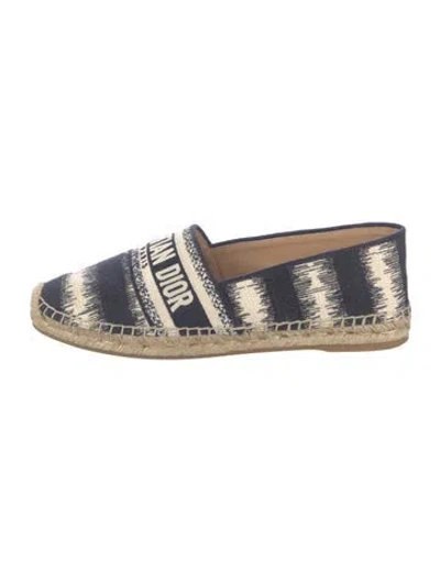 Pre-owned Dior Striped Whipstitch Trim Espadrilles In Blue