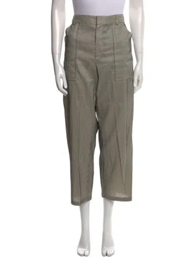 Pre-owned Dior Striped Wide Leg Pants In Brown