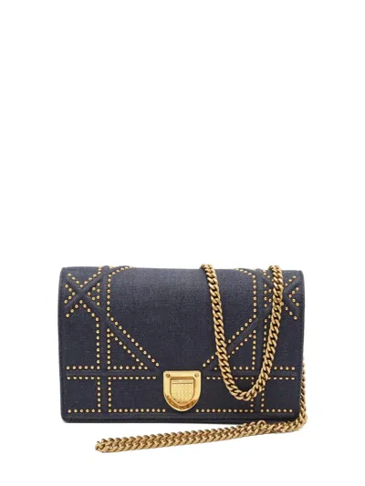 Pre-owned Dior Stud-embellishment Crossbody In Blue