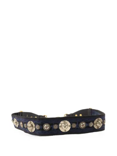 Pre-owned Dior Studded Canvas Shoulder Strap In Blue