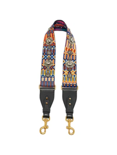 Pre-owned Dior Studded Embroidered Shoulder Strap In Black