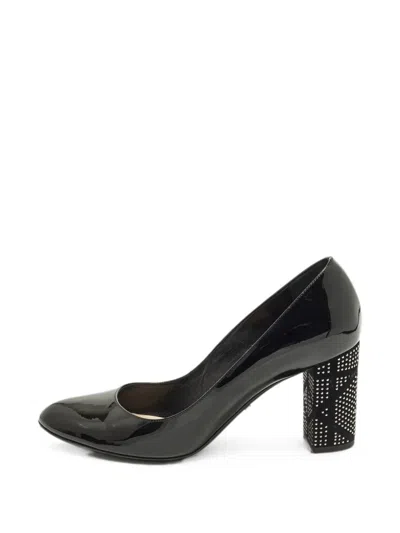 Pre-owned Dior Stud-embellished Block-heel Pumps In Black