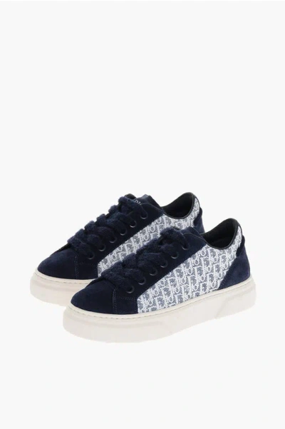 Dior Suede And Jacquard Low-top Sneakers In Black