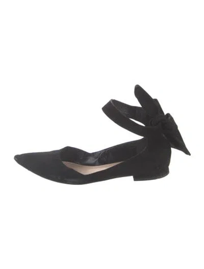 Pre-owned Dior Suede Ballet Flats In Black