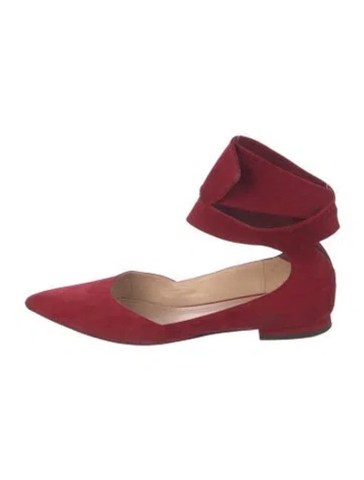 Pre-owned Dior Suede Ballet Flats In Red