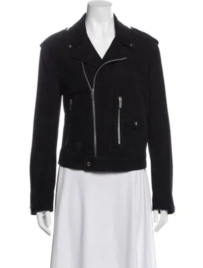 Pre-owned Dior Suede Biker Jacket In Black