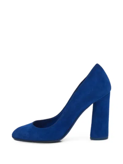 Pre-owned Dior Suede Block-heel Pumps In Blue