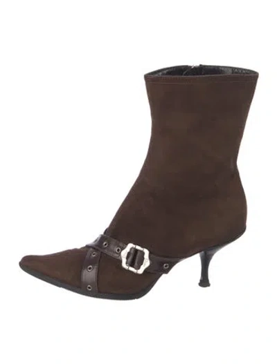 Pre-owned Dior Suede Boots In Brown