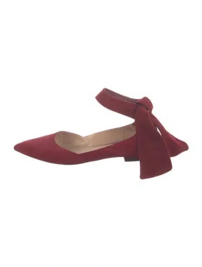 Pre-owned Dior Suede Bow Accents Ballet Flats In Burgundy