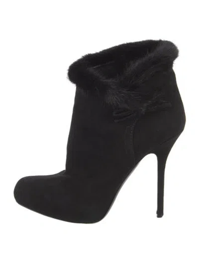 Pre-owned Dior Suede Bow Accents Boots In Black