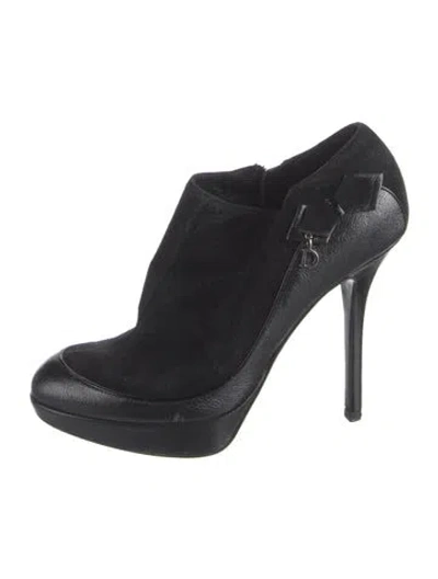 Pre-owned Dior Suede Bow Accents Boots In Black