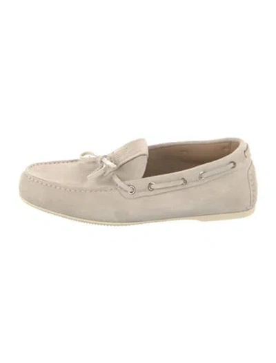 Pre-owned Dior Suede Bow Accents Loafers In Grey