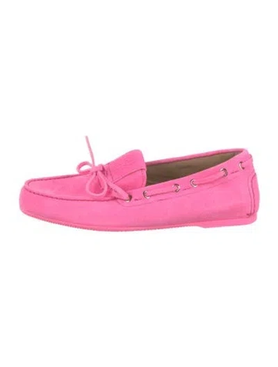 Pre-owned Dior Suede Bow Accents Loafers In Pink
