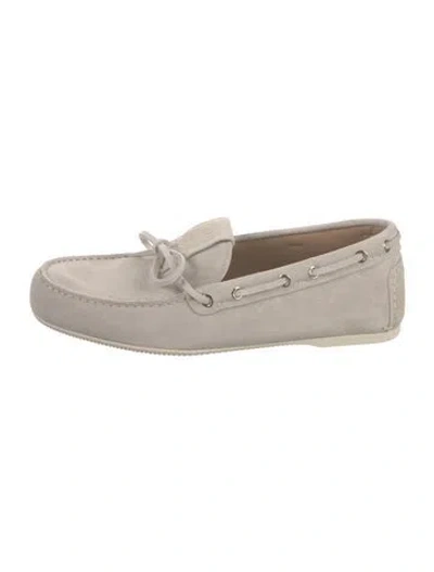 Pre-owned Dior Suede Bow Accents Moccasins In Neutral