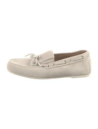 Pre-owned Dior Suede Bow Accents Moccasins In Neutrals