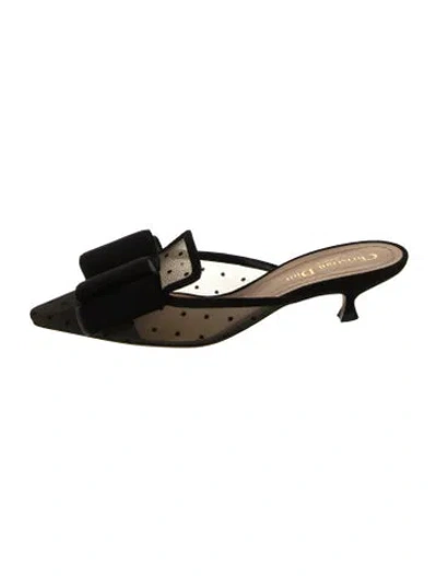 Pre-owned Dior Suede Bow Accents Mules In Black