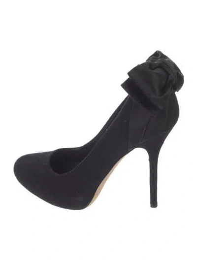 Pre-owned Dior Suede Bow Accents Pumps In Blue