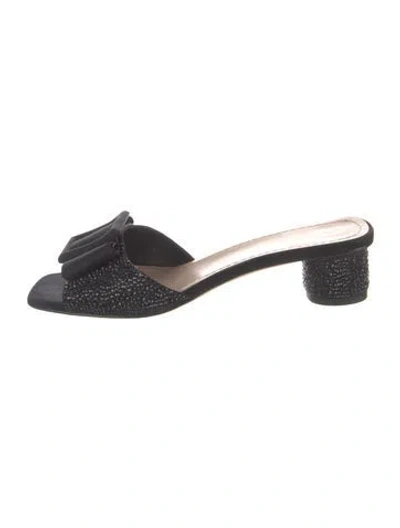 Pre-owned Dior Suede Bow Accents Slides In Black