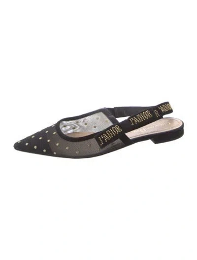 Pre-owned Dior Suede Bow Accents Slingback Flats In Black