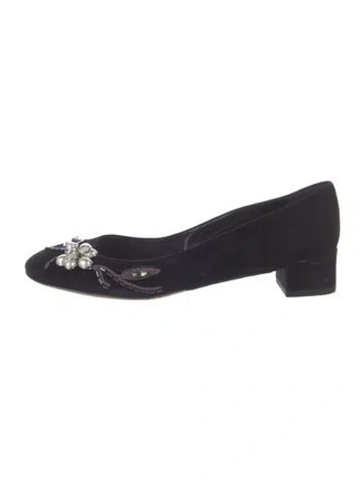 Pre-owned Dior Suede Crystal Embellishments Mules In Black