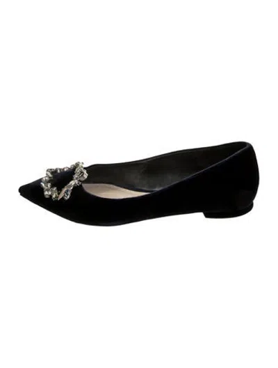 Pre-owned Dior Suede Flats In Black