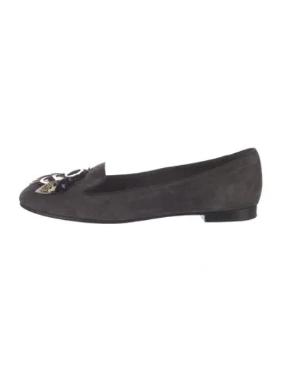 Pre-owned Dior Suede Flats In Gray
