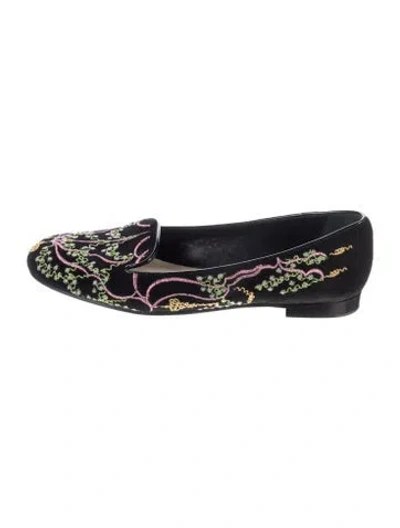 Pre-owned Dior Suede Floral Print Loafers In Black