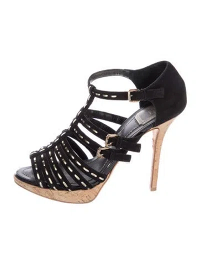Pre-owned Dior Suede Gladiator Sandals In Black
