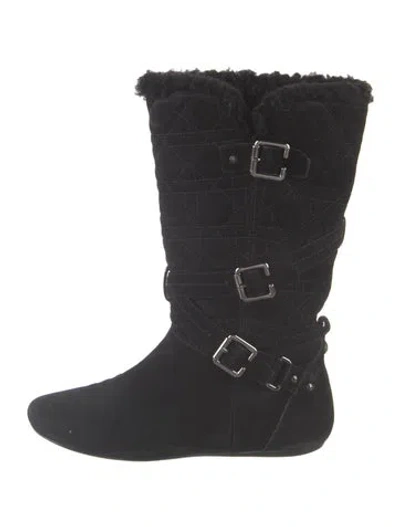 Pre-owned Dior Suede Graphic Print Boots In Black