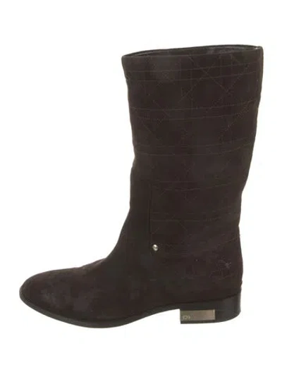 Pre-owned Dior Suede Graphic Print Boots In Brown