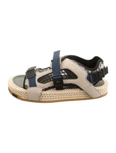 Pre-owned Dior Suede Graphic Print Sandals In Neutrals
