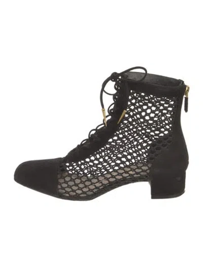 Pre-owned Dior Suede Lace Pattern Boots In Black